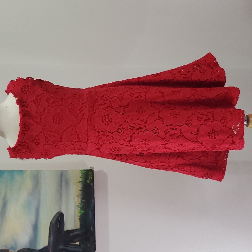 Bonnie Jean Red floral lace dress size 5